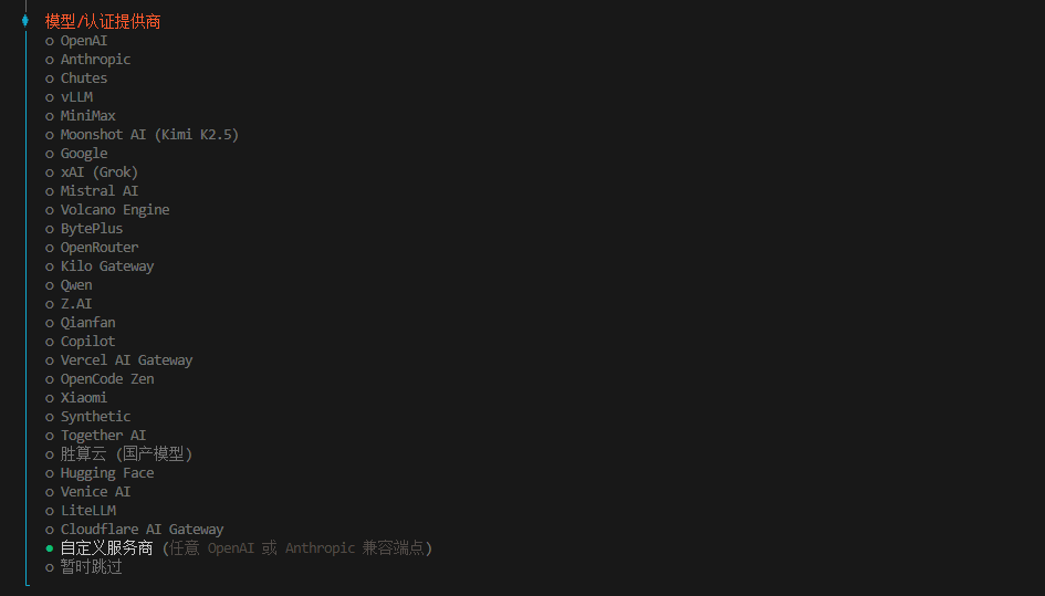 选择模型提供商
