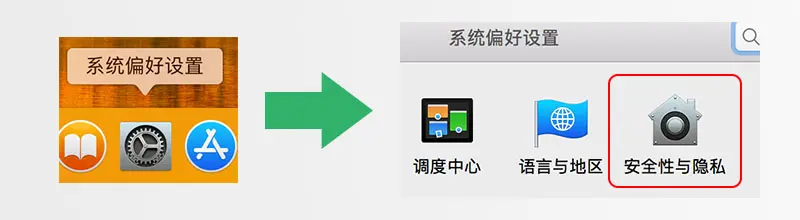步骤2：打开安全性与隐私
